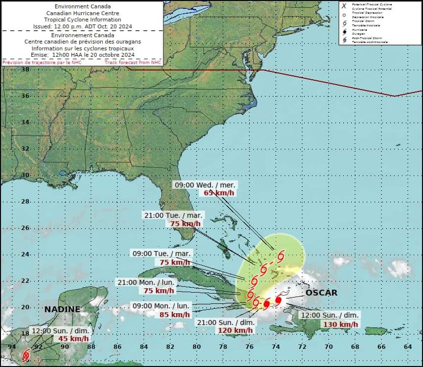 Hurricane Oscar intensifies as it moves west-southwestward