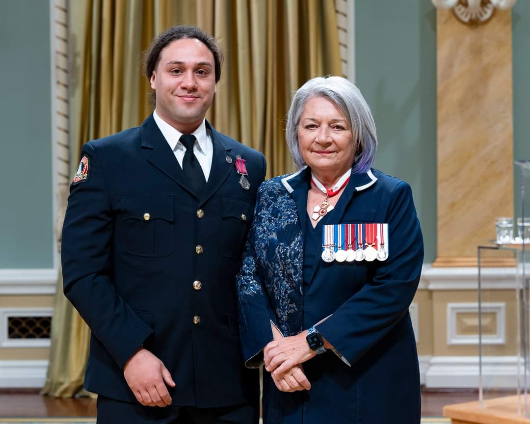 Firefighter Talbot Boyer was awarded the Canadian Medal of Bravery from Governor General of Canada