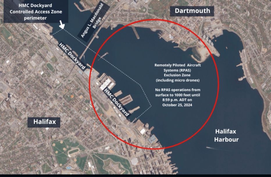 Airspace restrictions and Halifax Harbour public access restrictions in effect in the vicinity of His Majesty’s Canadian Dockyard