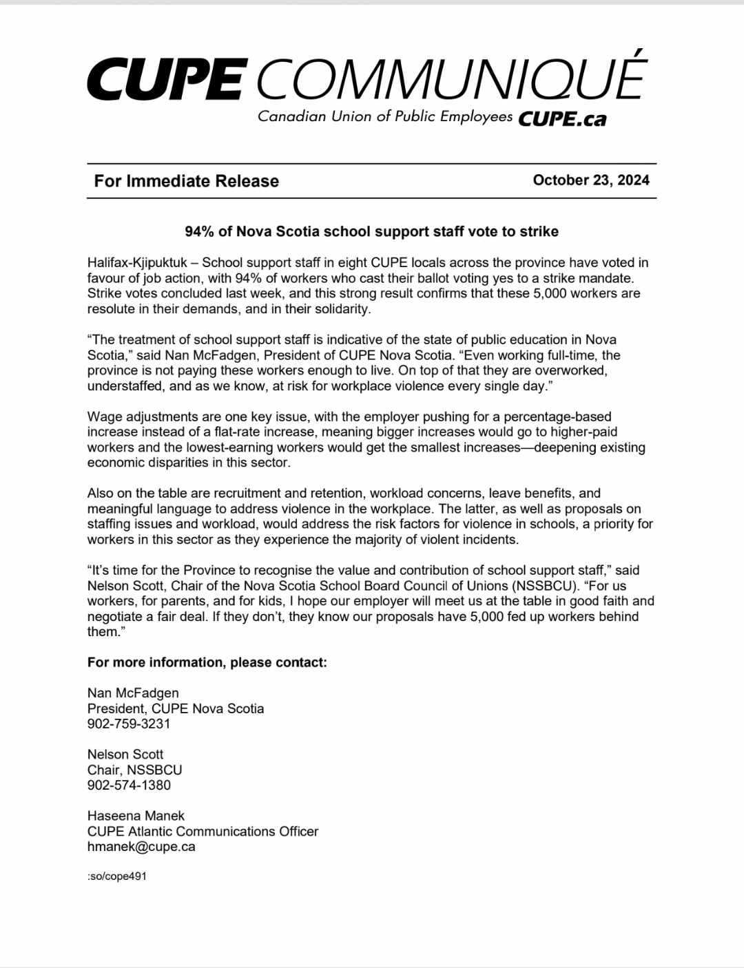 Possible school staff strike ahead