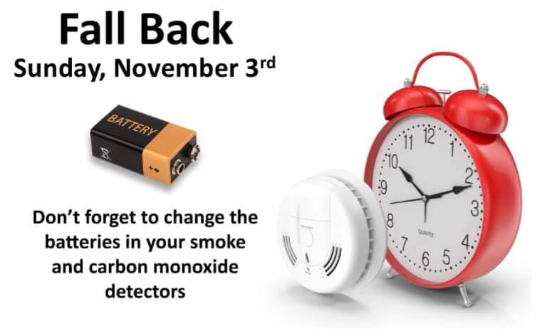 Remember to turn your clocks back for Daylight Saving Time