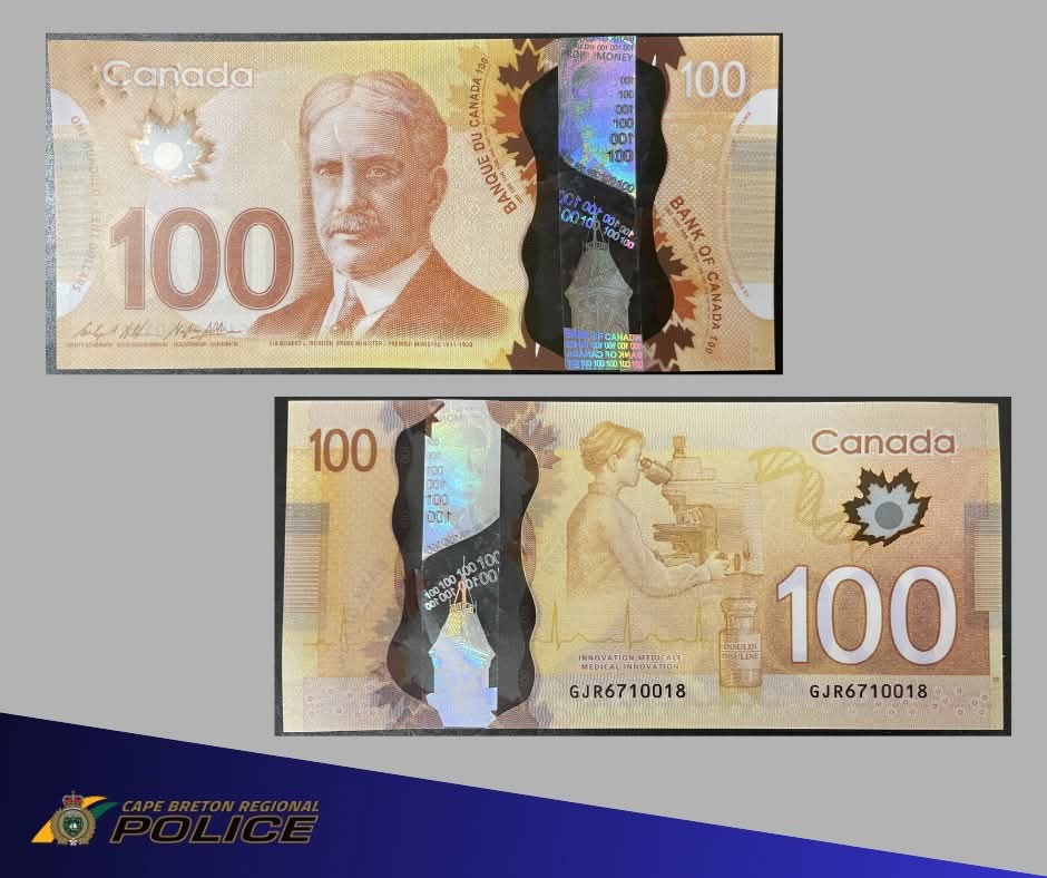 Cape Breton Police have identified several counterfeit $100 bills circulating in CBRM