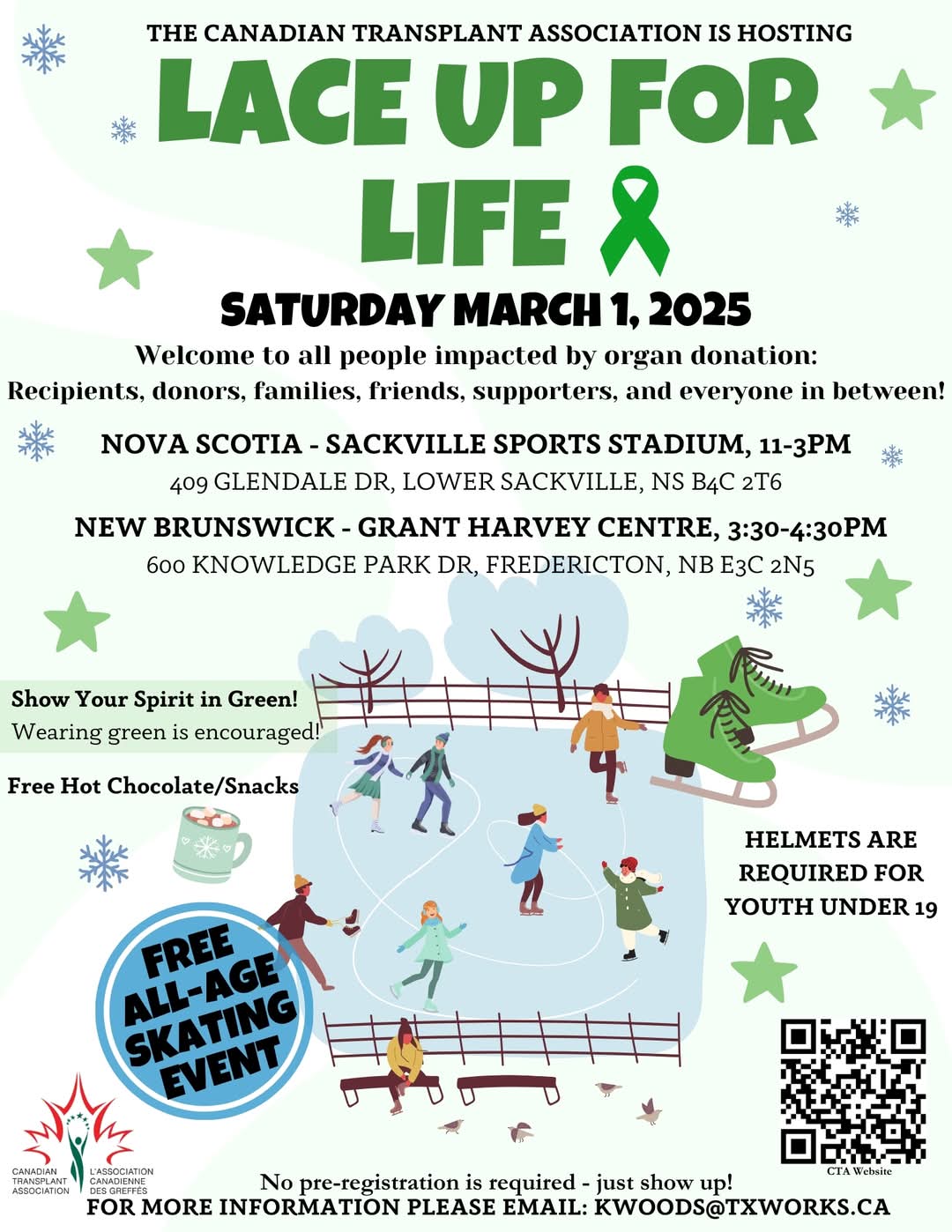 Lace up for Life! - the first ever Lace Up For Life skating event, hosted by the Canadian Transplant Association!