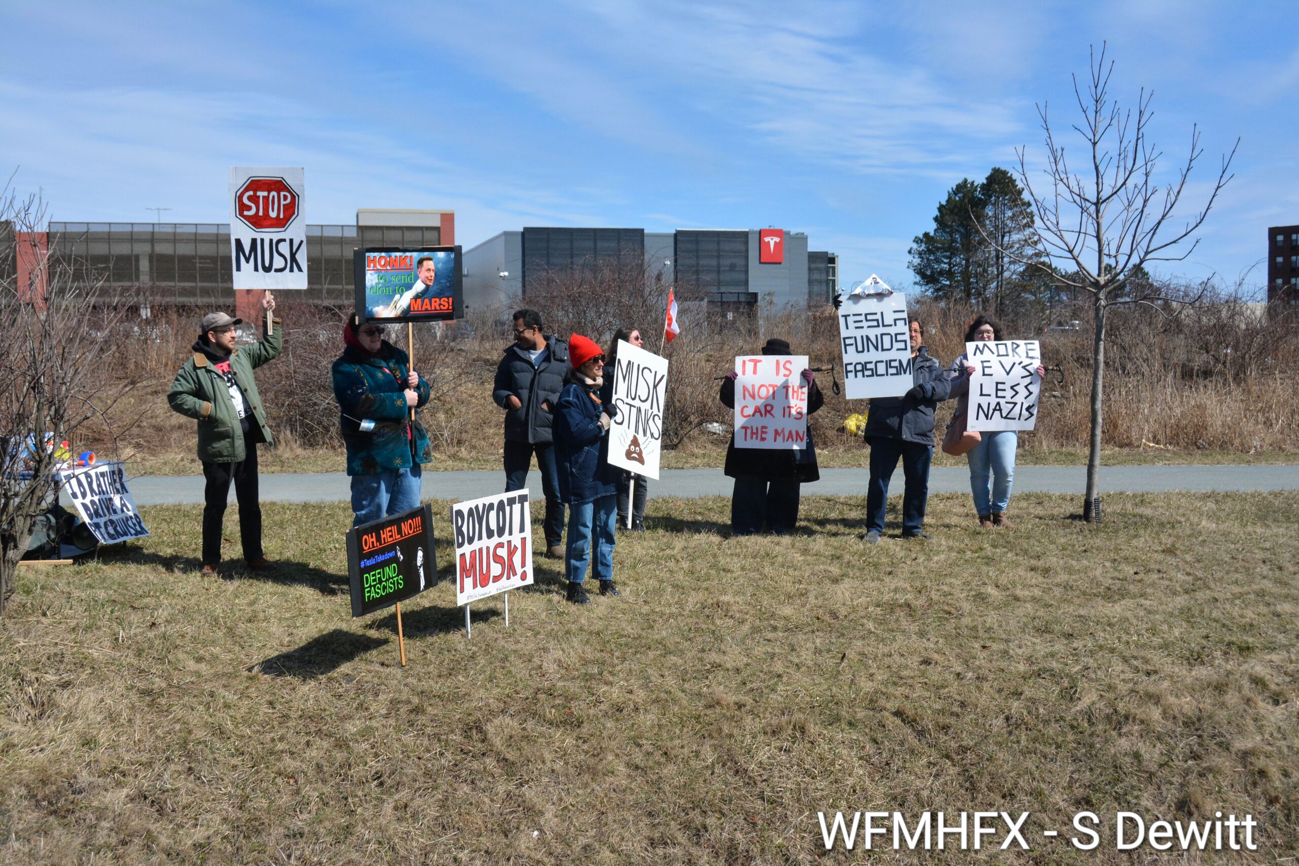 Tesla protest in Burnside