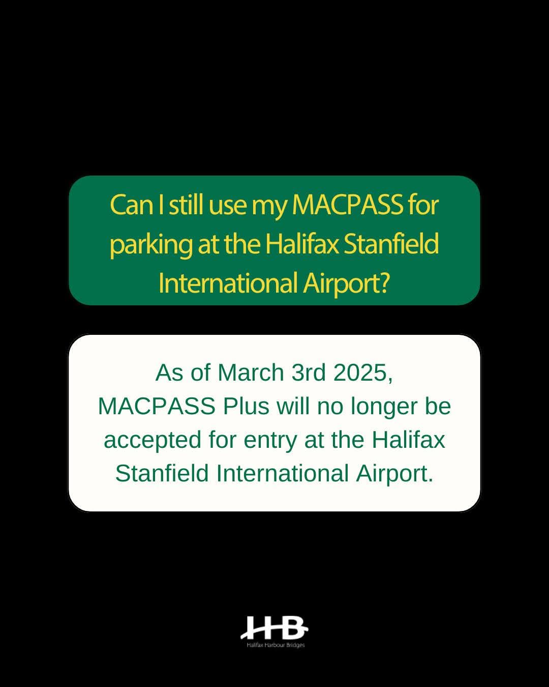 MACPASS Plus can no longer be used at Halifax Stanfield International Airport