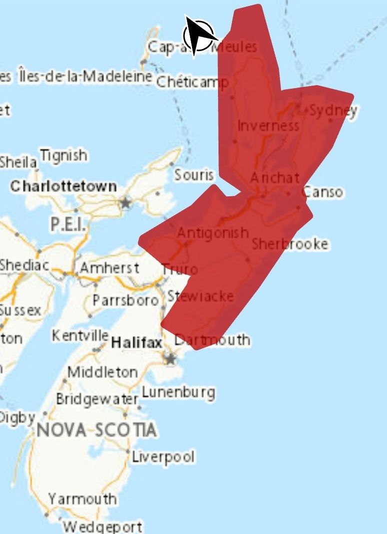 Snowfall warnings are in place for parts of the province via Environment Canada