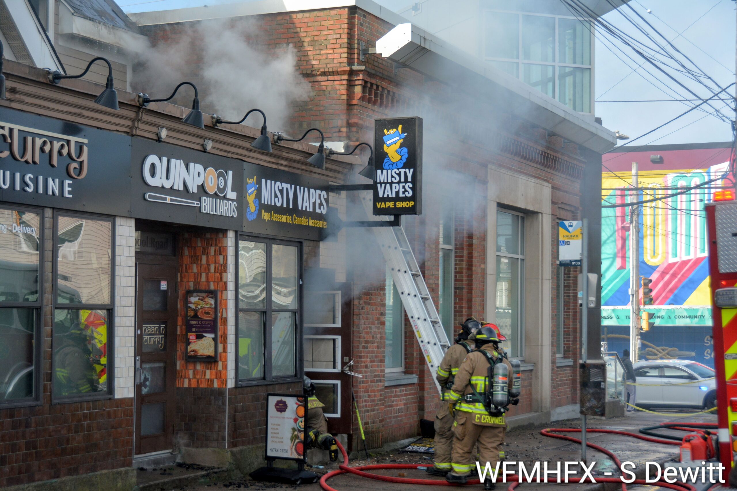 HRFE is still engaged in active firefighting at 6380 Quinpool Road and the fire scene continues to release very toxic smoke