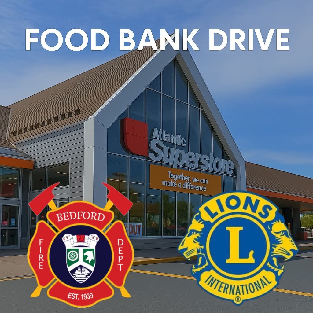 Bedford Volunteers teaming up with the Bedford Lions Club to collect non-perishable items for their food bank and pantry