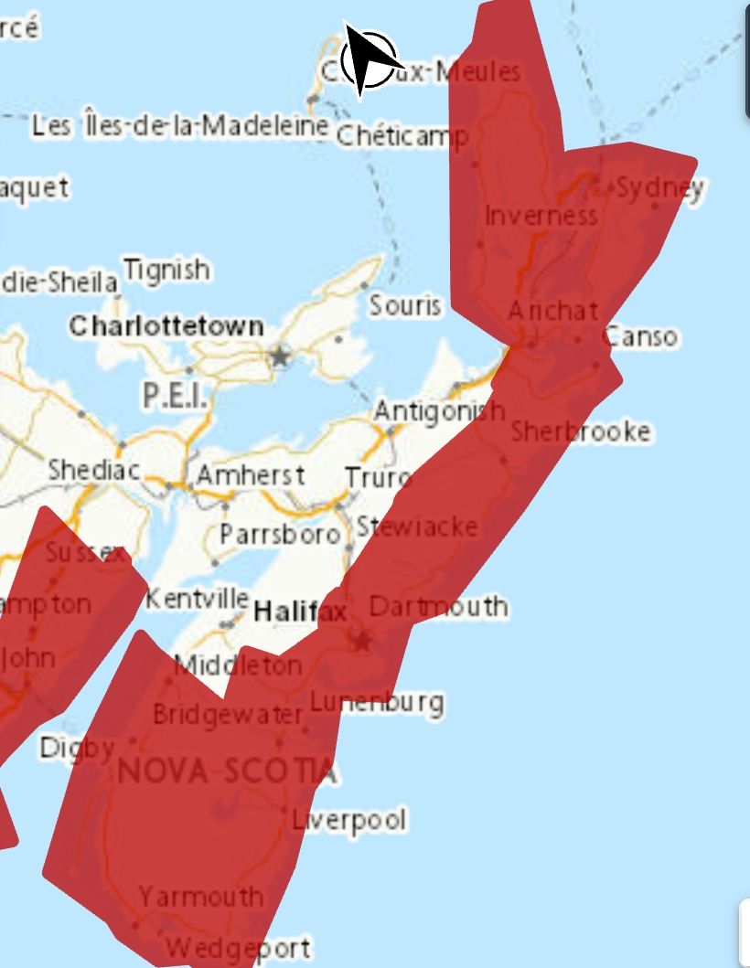 Rainfall warning in effect via Environment Canada