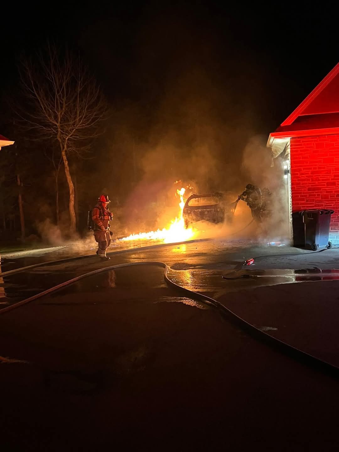 These pictures show just how close flames came to destroying a detached garage in Upper Tantallon