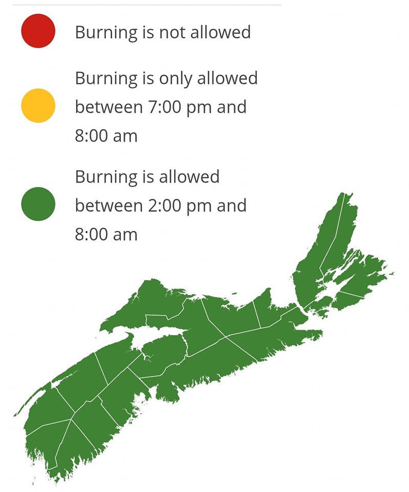 Burning restrictions are updated at 2:00 pm daily - Current Burn Map 
