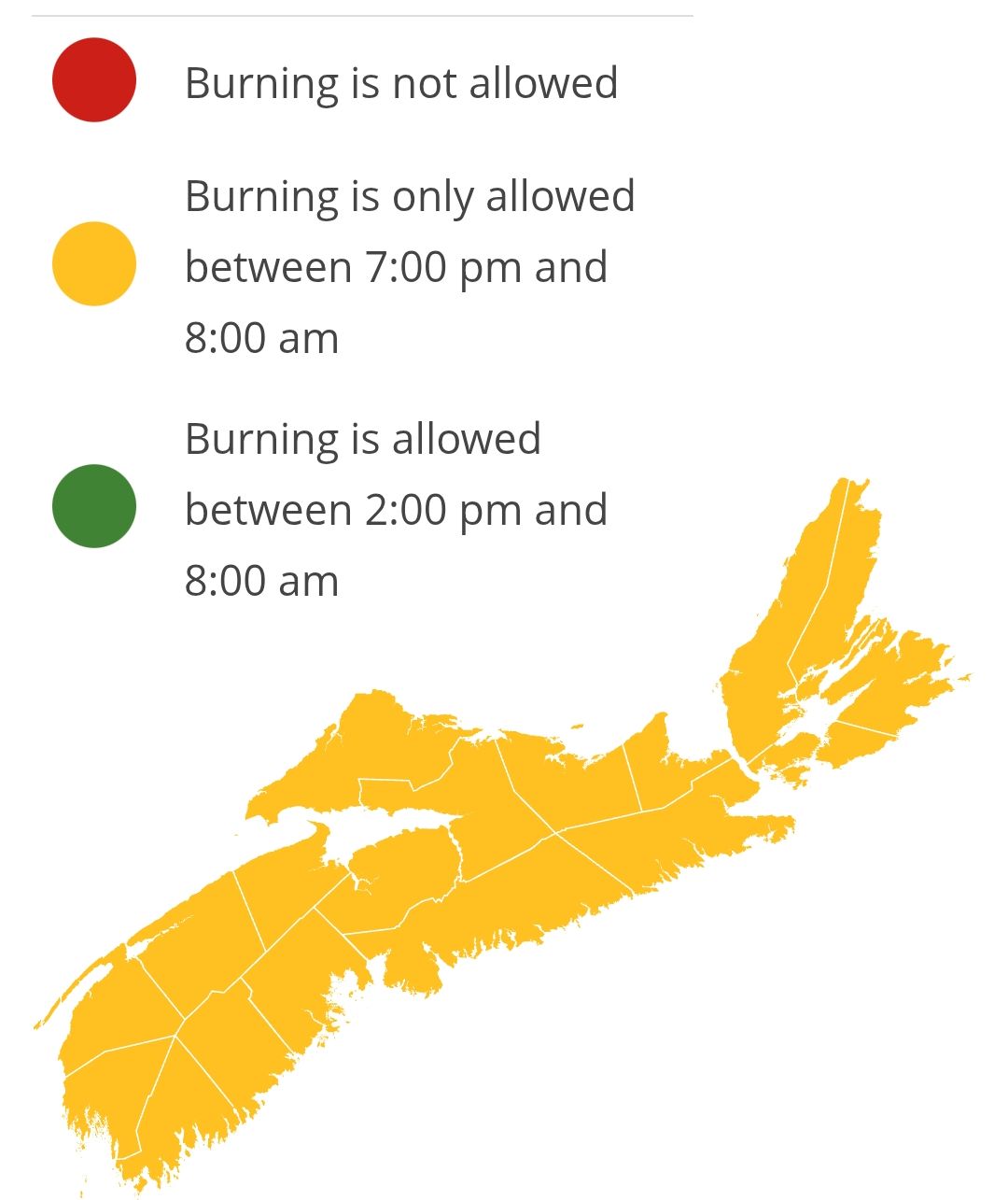 Burning restrictions are updated at 2:00 pm daily - Current Burn Map 