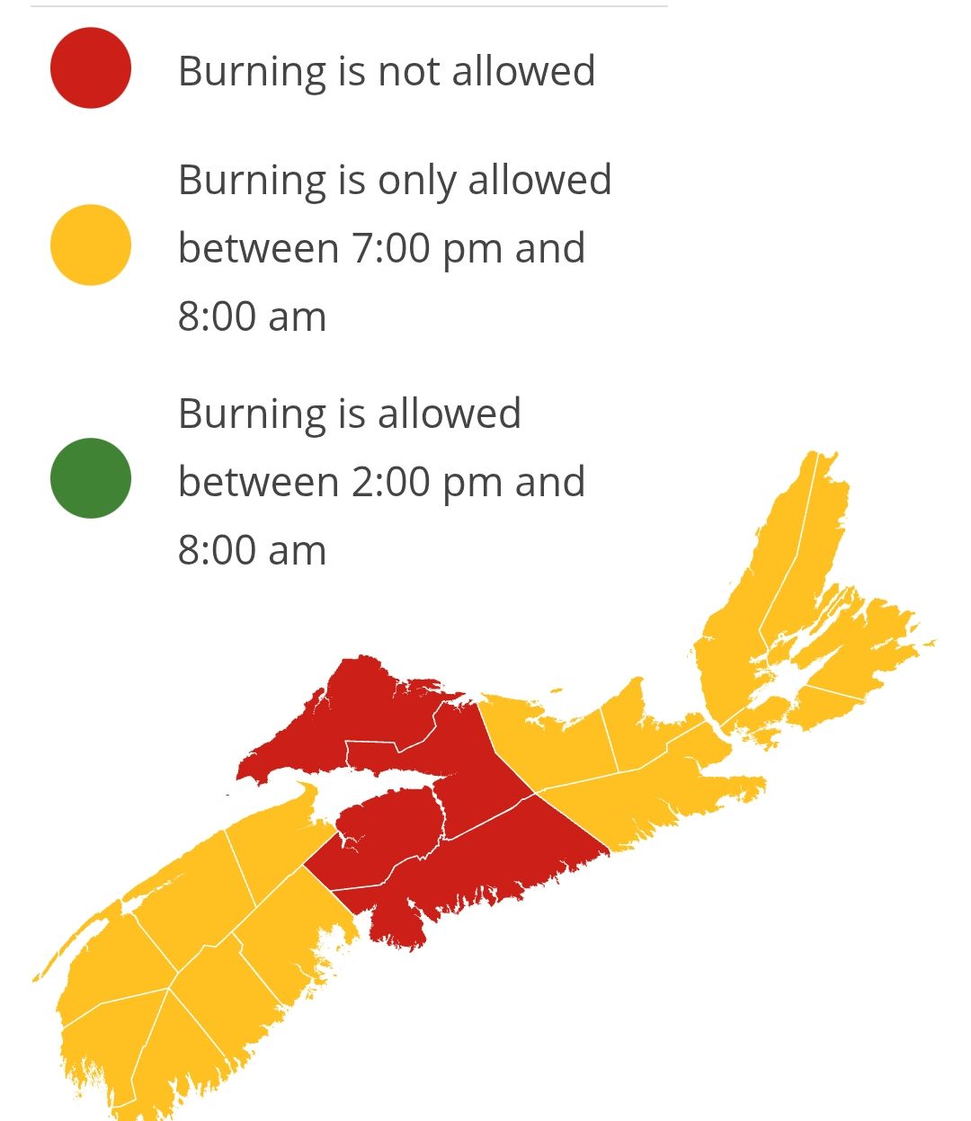 Burning restrictions are updated at 2:00 pm daily - Current Burn Map 