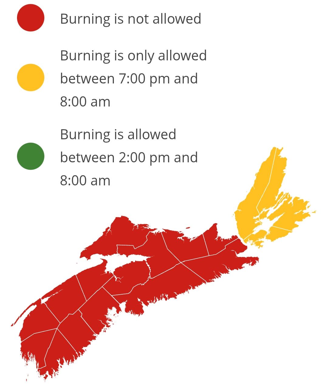 Burning restrictions are updated at 2:00 pm daily - Current Burn Map 