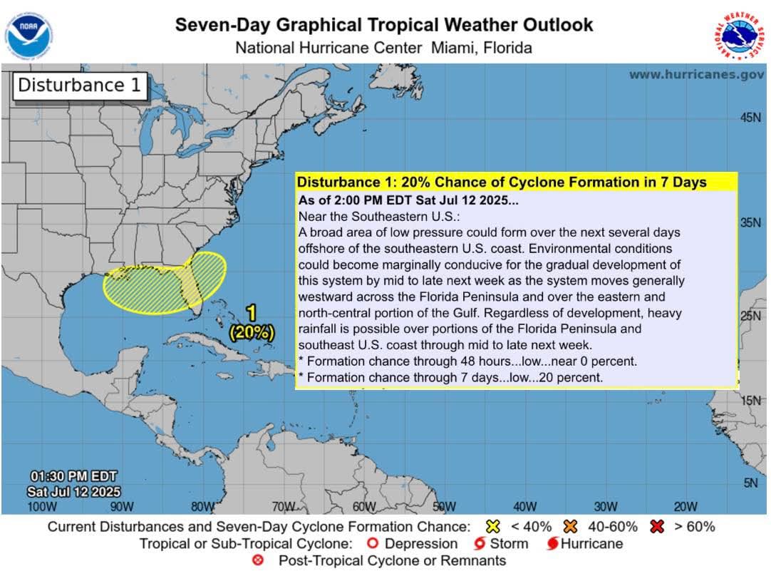 Potential for Atlantic Tropical Cyclone formation in the next 7-days