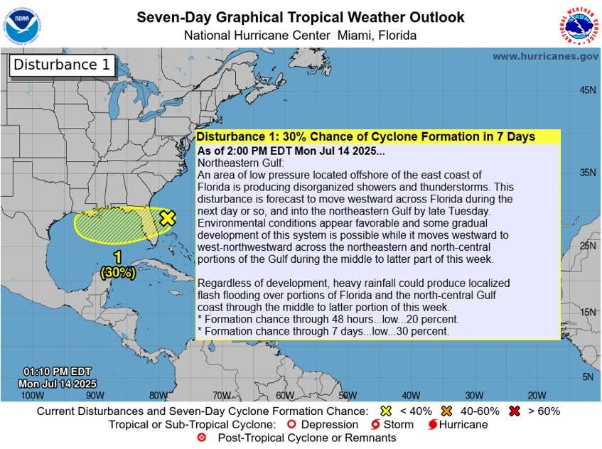 Potential for Atlantic Tropical Cyclone formation in the next 7-days