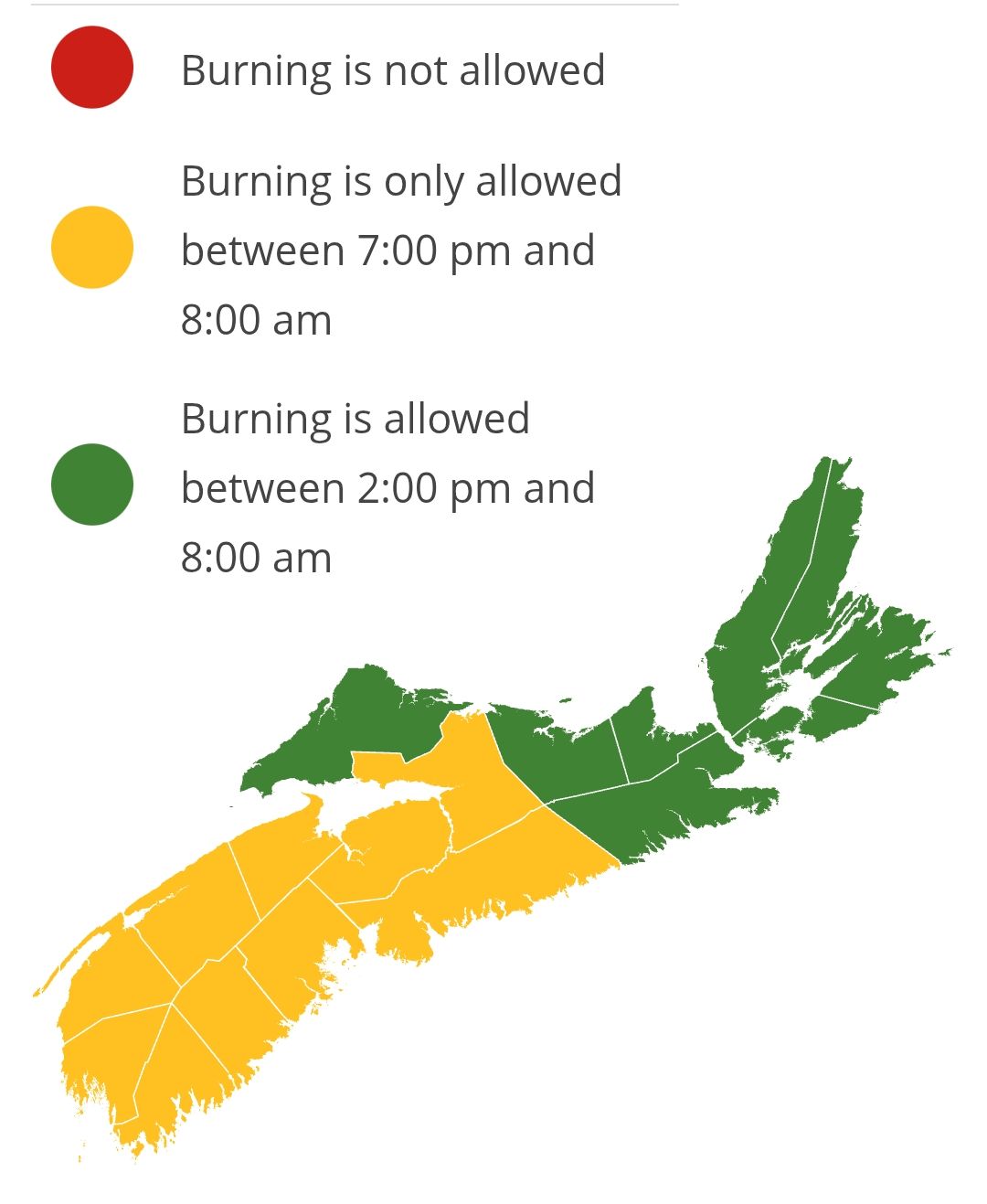 Burning restrictions are updated at 2:00 pm daily - Current Burn Map 