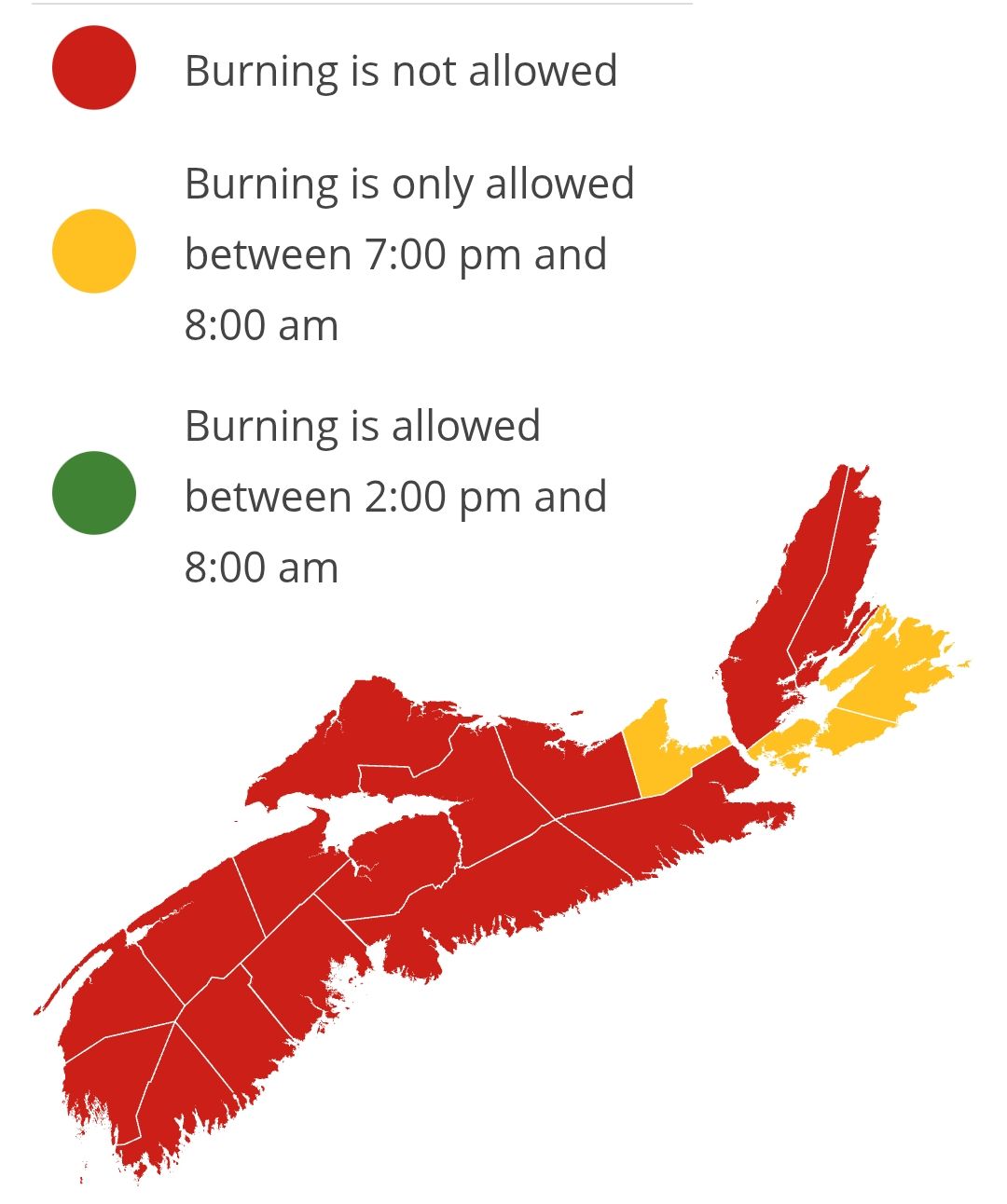Burning restrictions are updated at 2:00 pm daily - Current Burn Map 