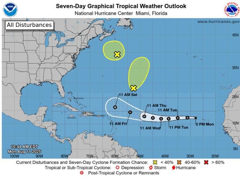 Tropical Storm Erin becomes the 5th named storm of the 2025 Atlantic Hurricane Season