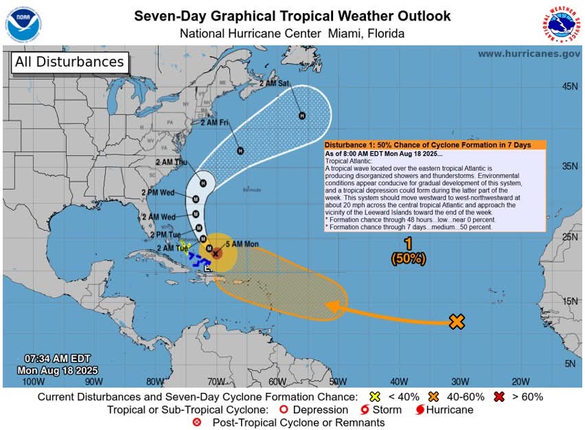 Potential for Atlantic Tropical Cyclone formation in the next 7-days