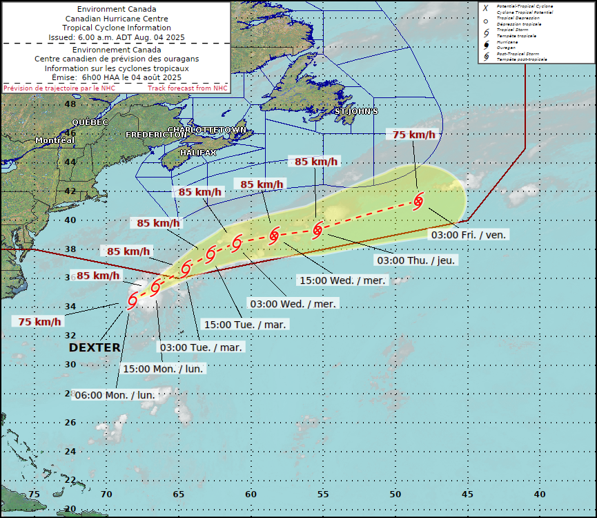 Tropical Storm Dexter has formed in the Atlantic