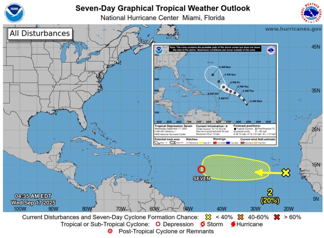 Potential for Atlantic Tropical Cyclone formation in the next 7-days