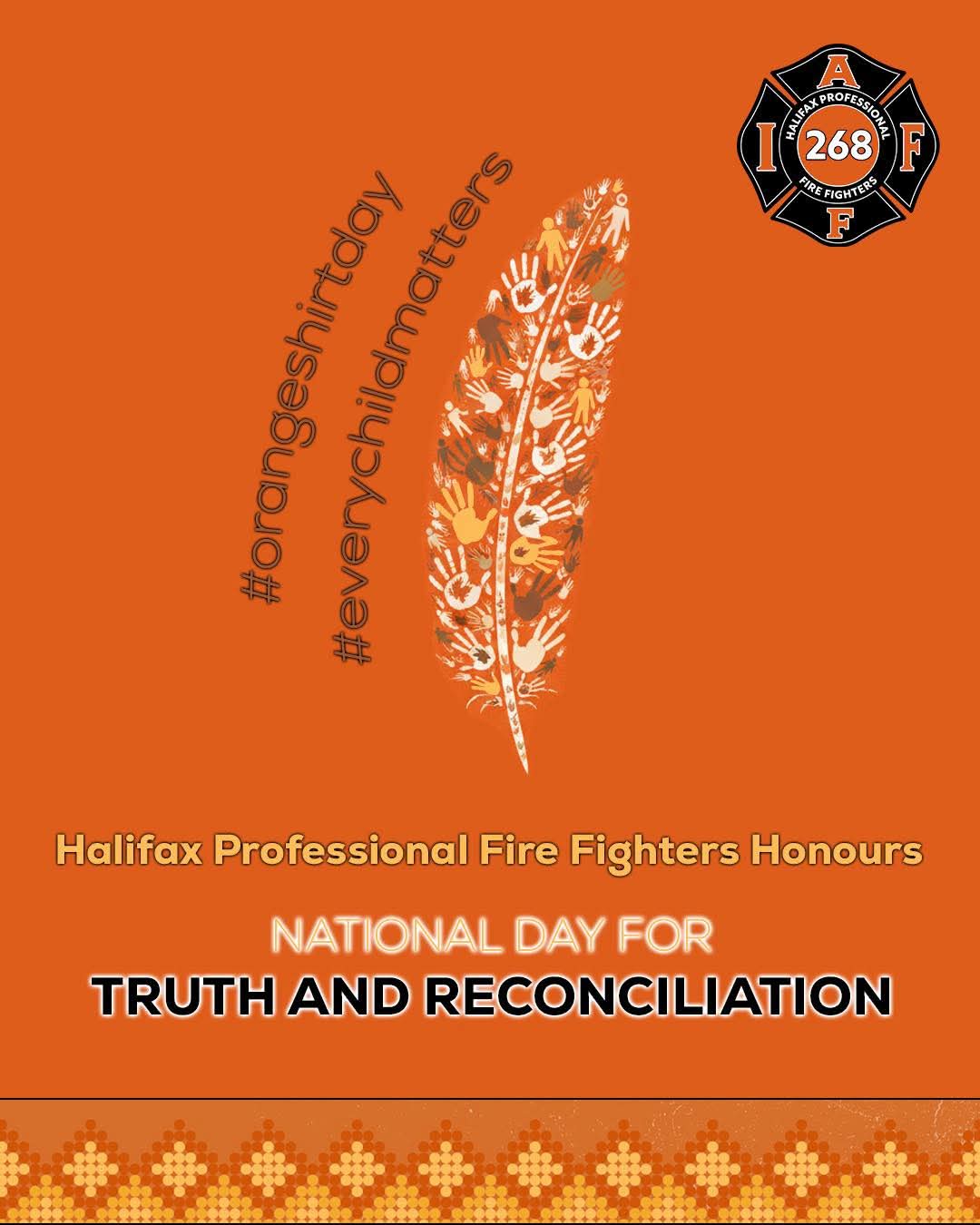 Today, #hfxfirefighters honour the National Day for Truth and Reconciliation