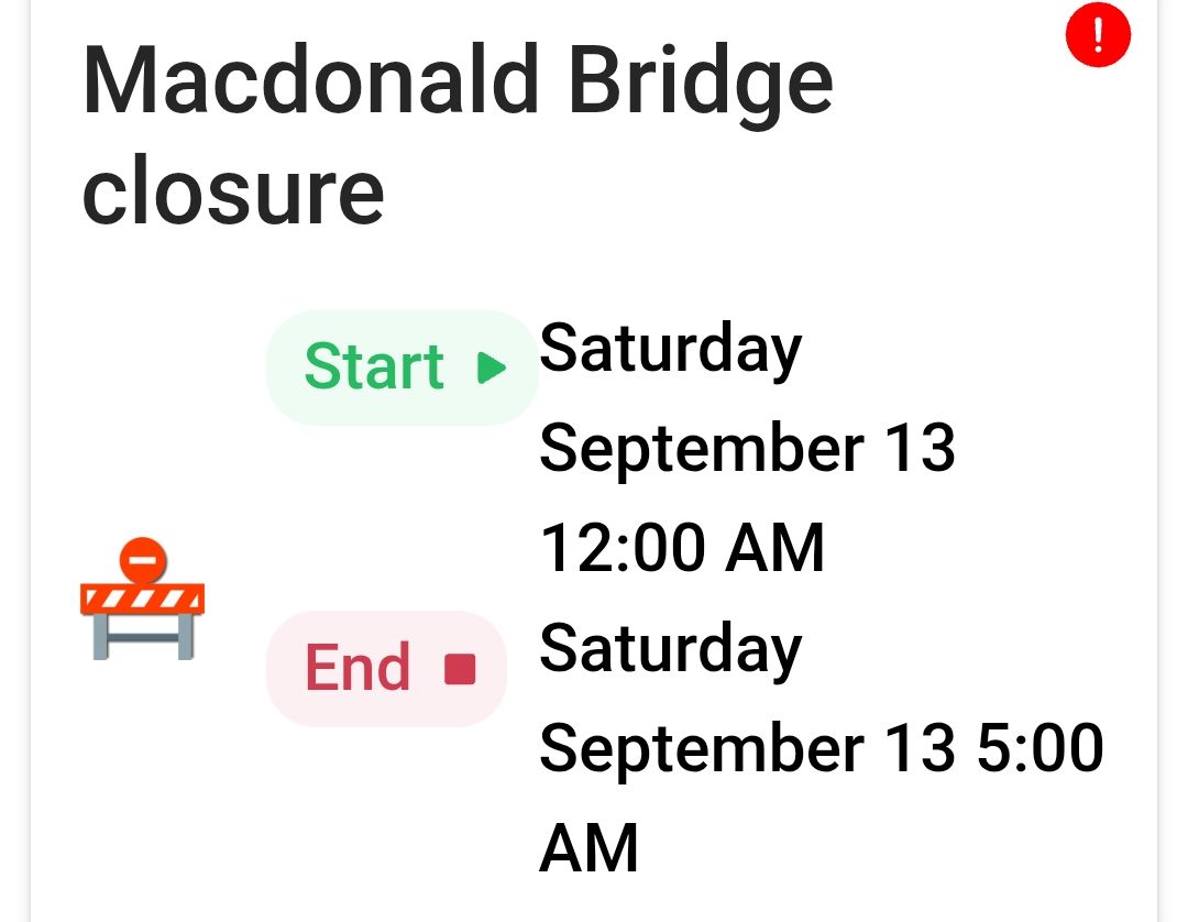 Upcoming Macdonald Bridge closure