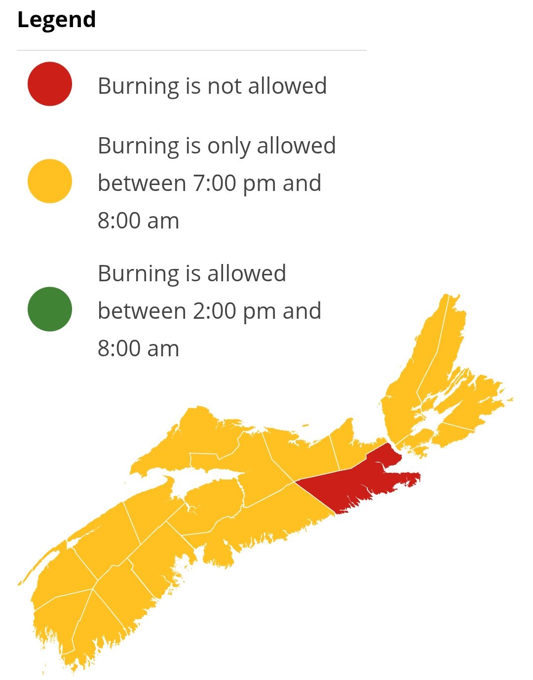 Burning restrictions are updated at 2:00 pm daily - Current Burn Map 