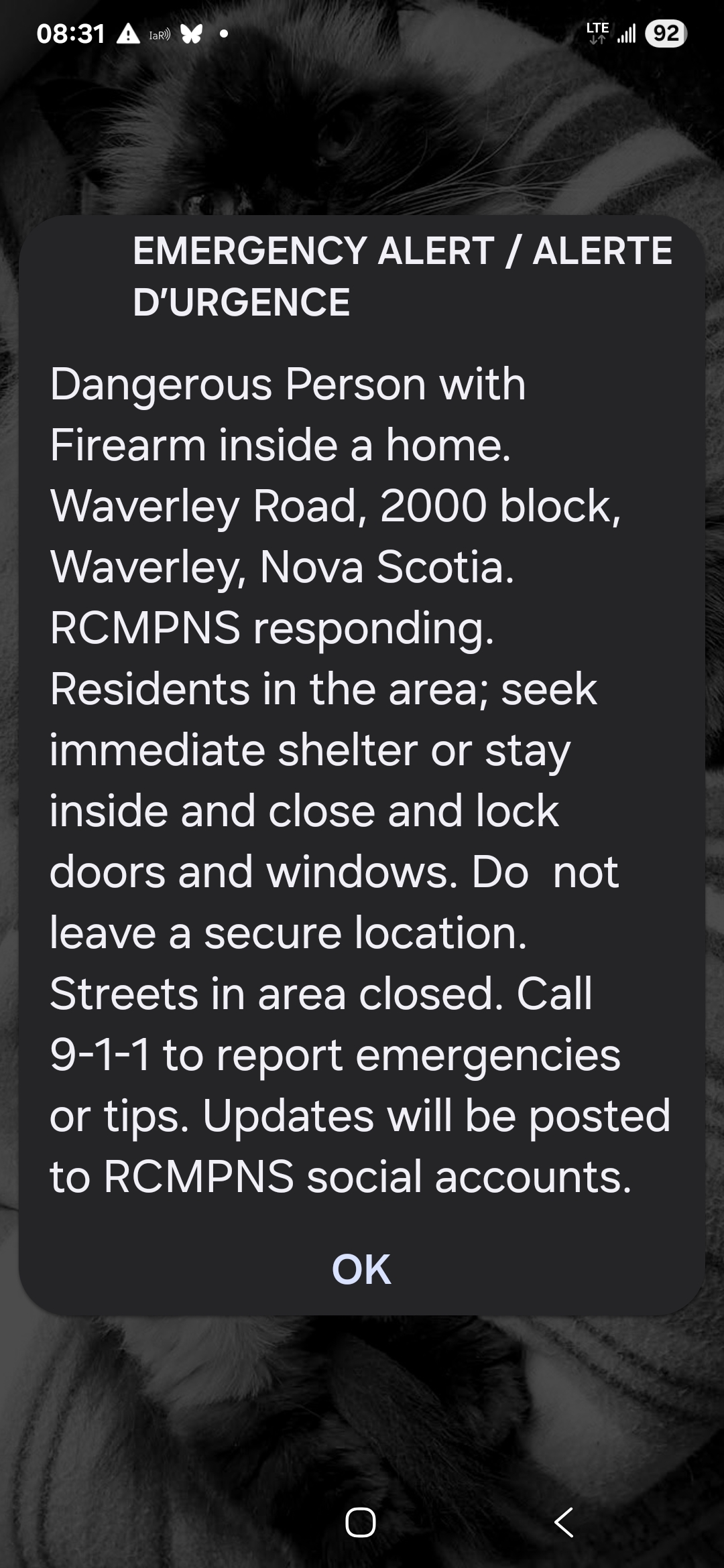 (Update) RCMP Halifax Regional Detachment is in Waverley responding to a barricaded person inside a residence