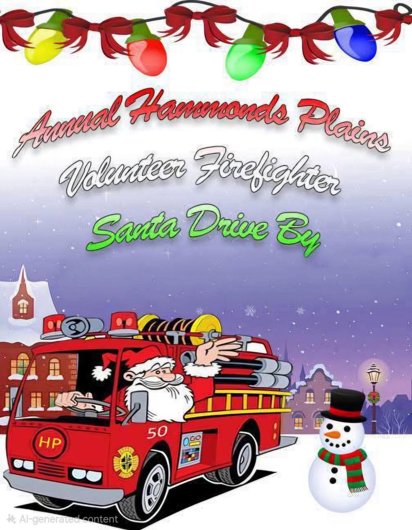 Volunteer firefighters from Halifax Fire Station 50 Hammonds Plains will be doing the annual Drive by Santa on December 7th