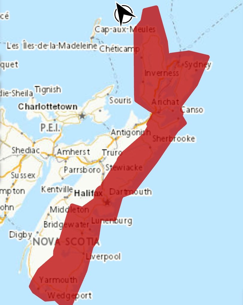 Rainfall warning is in effect via Environment Canada