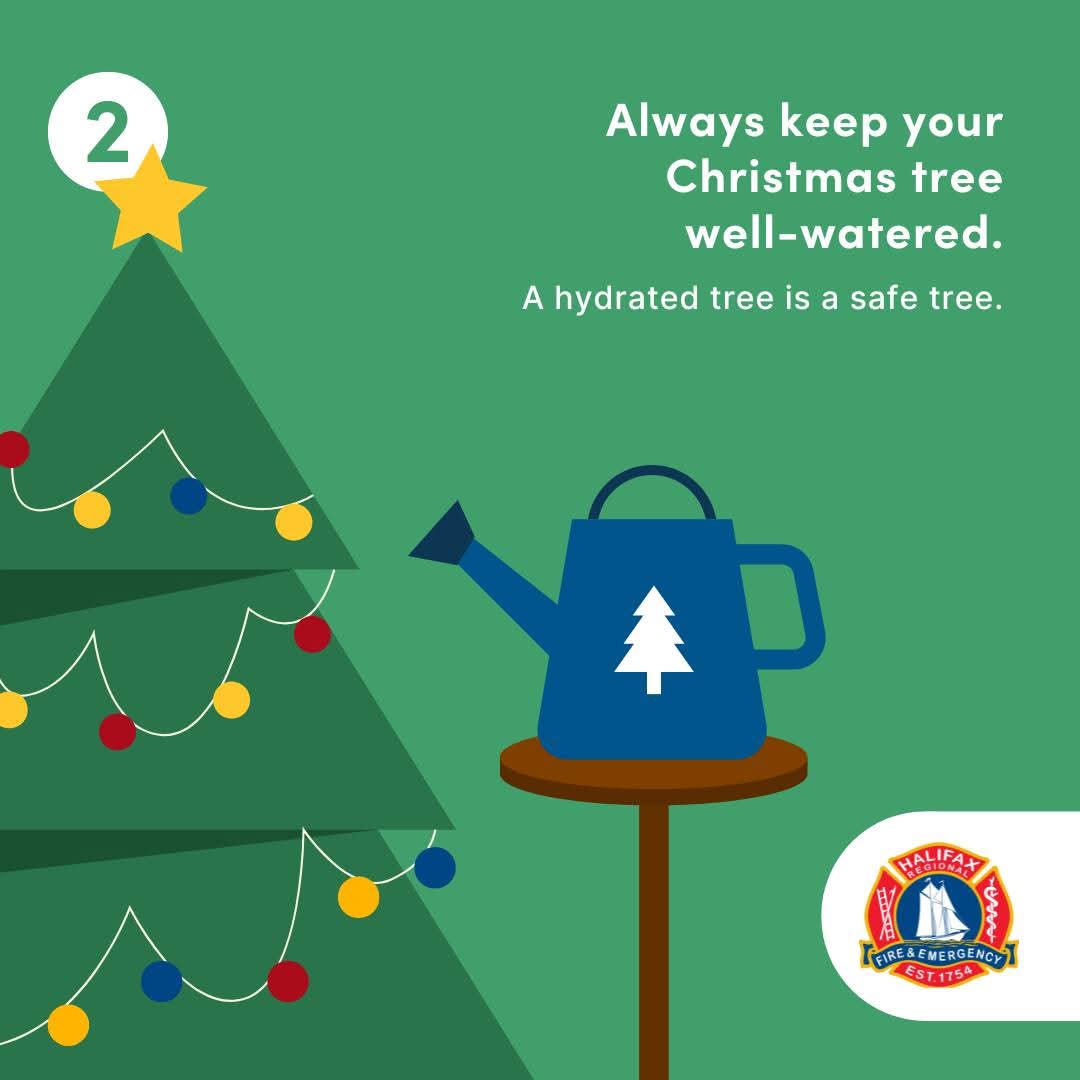 On the second day of holiday fire prevention, your fire department reminds you to keep your holiday tree fresh and away from heat sources