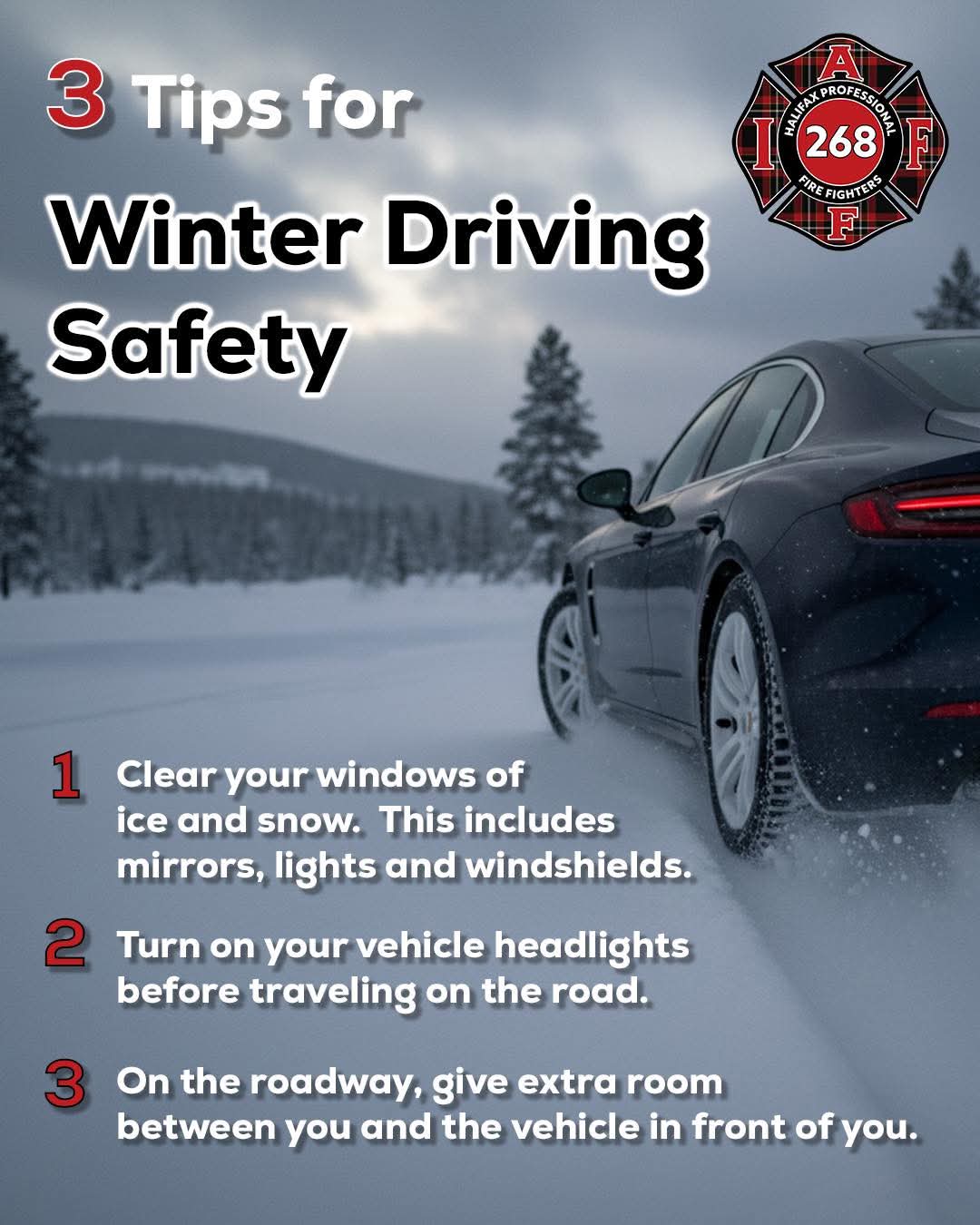 Winter Driving Safety Reminder via Halifax Professional Firefighters