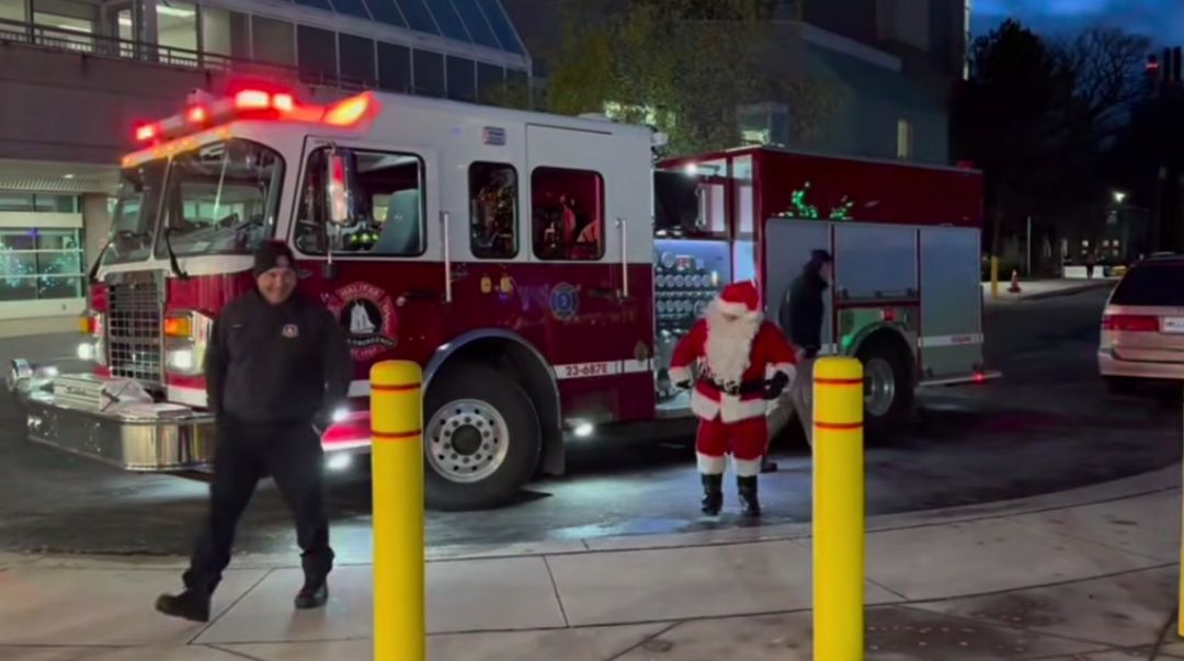 Halifax Professional Fire Fighters from Station 2 on Robie & University has the honour of assisting the IWK in transporting Santa for their annual holiday event.