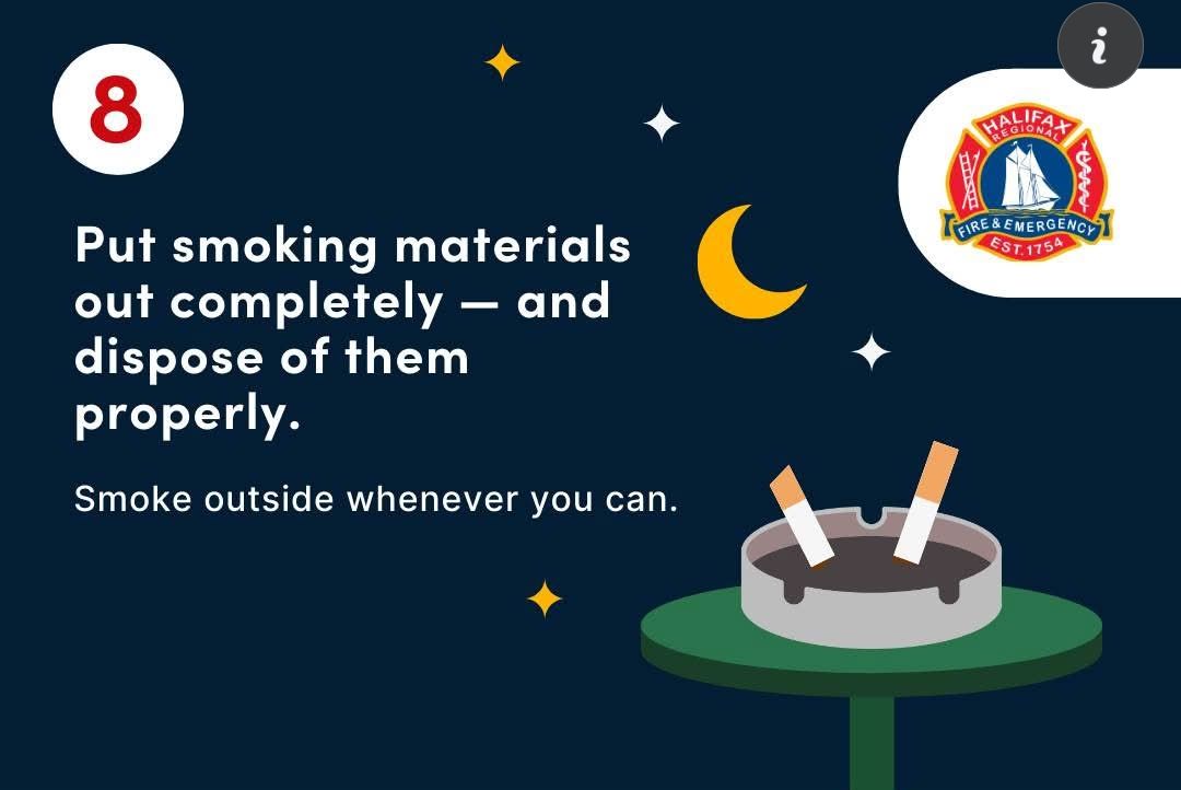 On the eighth day of holiday fire prevention, your fire department reminds you to dispose of smoking materials safely