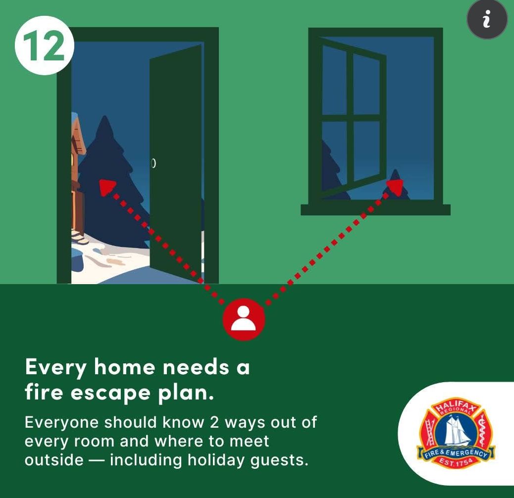 On the twelfth day of holiday fire prevention, your fire department reminds you to practice your home fire escape plan