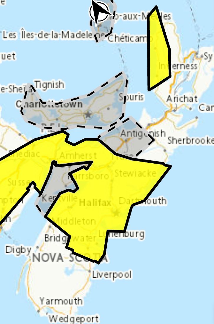 Rainfall warning in effect (Yellow)