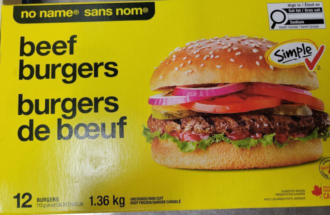no name brand Beef Burgers recalled due to E. coli O157:H7