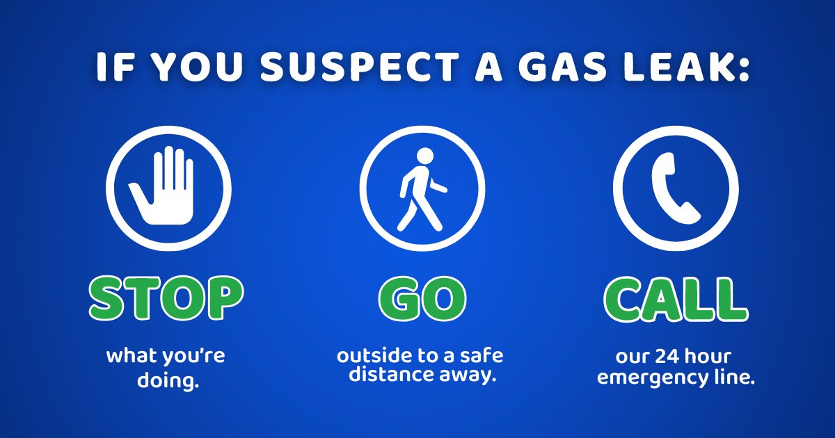 SAFETY TIP: If you smell gas or notice anything unusual, don’t ignore it