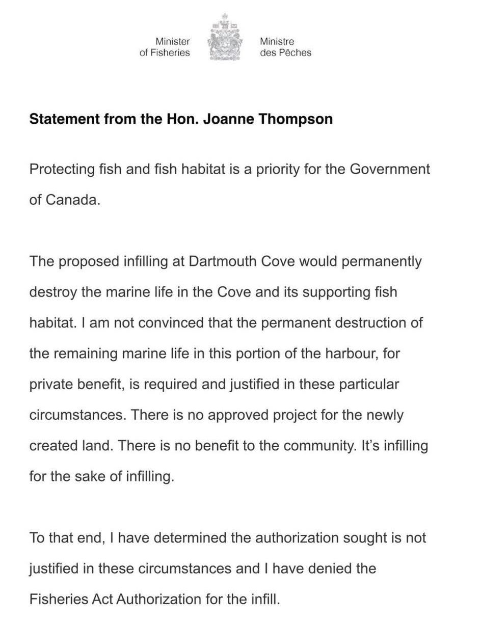 Update on Dartmouth Cove