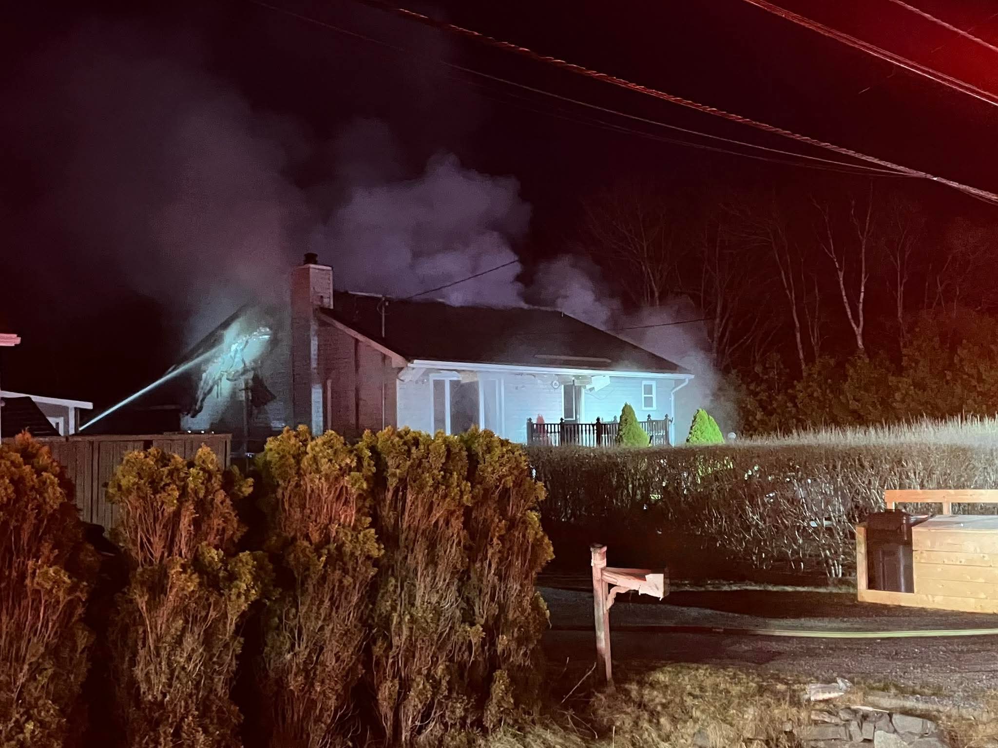 At 4:37 AM, #hfxfirefighters responded to reports of a house on fire on Prospect Road in Hatchet Lake