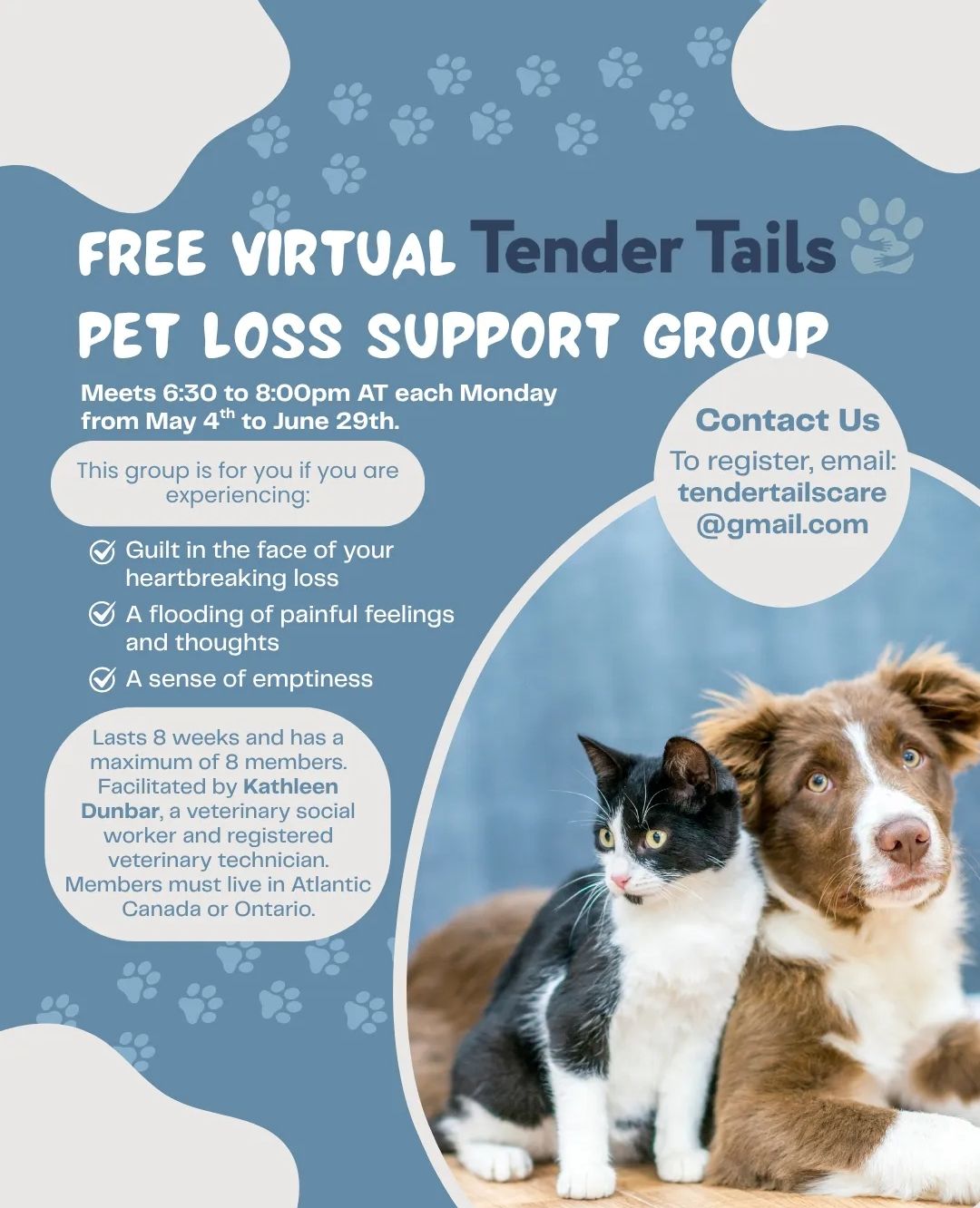 Tender Tails is offering a free virtual pet loss support group!