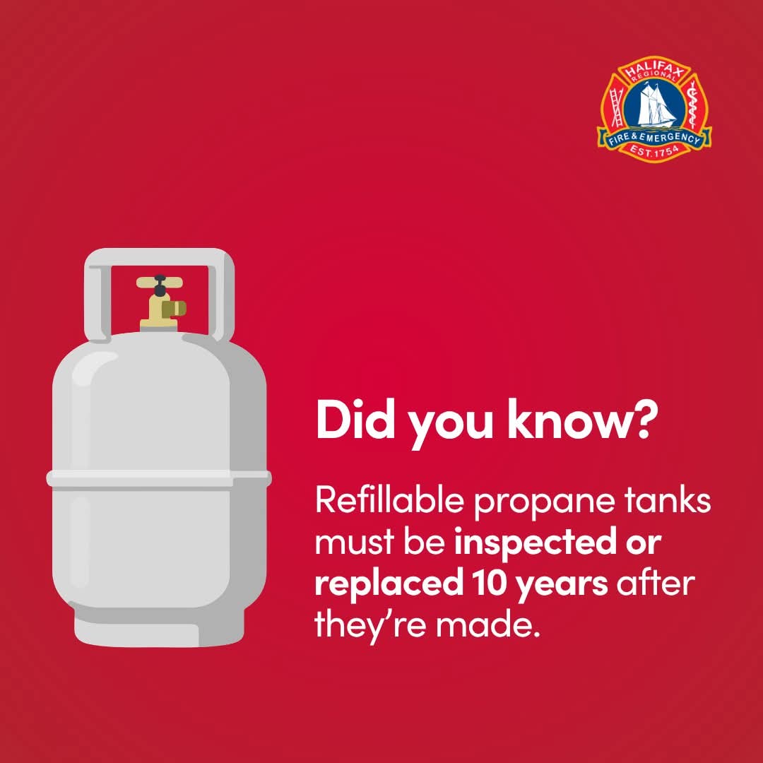 Refillable propane tanks must be inspected by a trained professional or replaced 10 years after they’re made