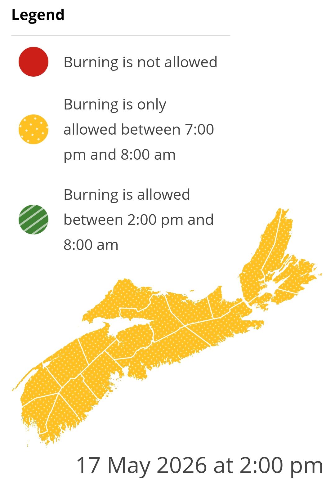 Burning restrictions are updated at 2:00 pm daily - Current Burn Map