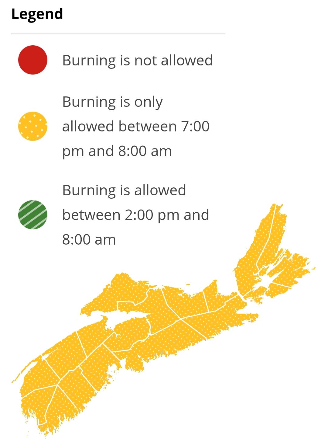 Burning restrictions are updated at 2:00 pm daily - Current Burn Map