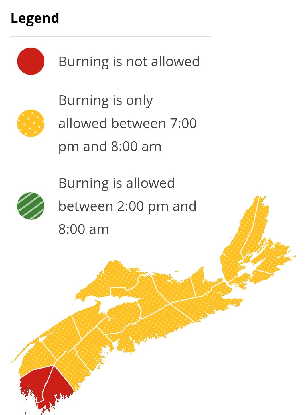 Burning restrictions are updated at 2:00 pm daily - Current Burn Map