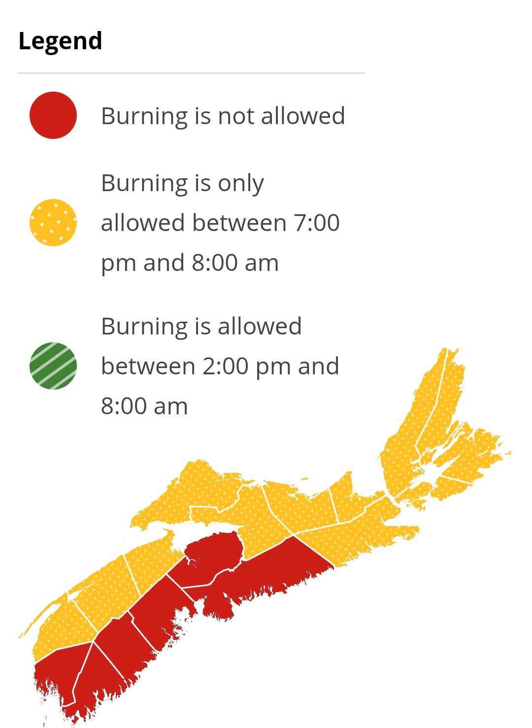 Burning restrictions are updated at 2:00 pm daily - Current Burn Map