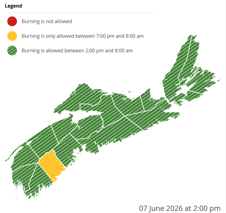 Burning restrictions are updated at 2:00 pm daily - Current Burn Map