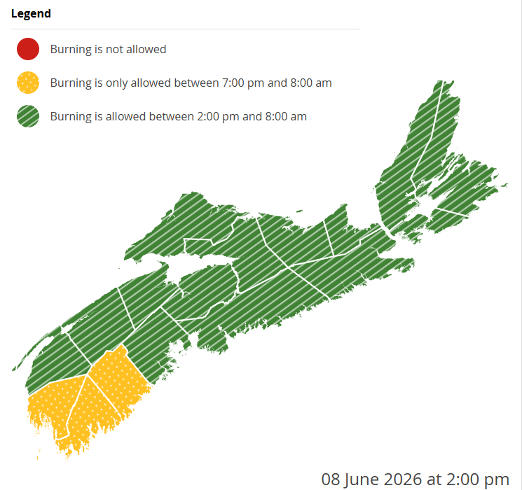 Burning restrictions are updated at 2:00 pm daily - Current Burn Map